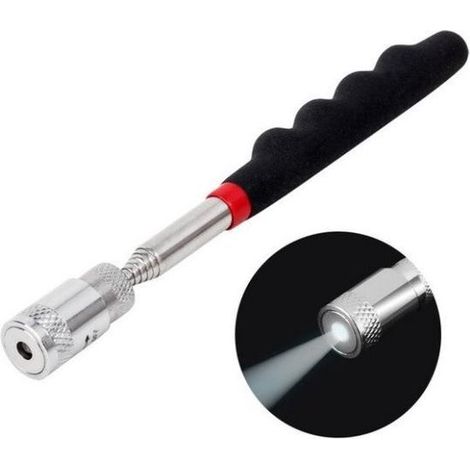 Bâton magnétique télescopique avec lumière LED, longueur réglable de 19 à 81 cm, outil de récupération magnétique pour petites pièces (1/5)