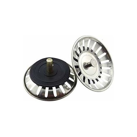 Set aus 2 universellen 8 cm Edelstahl-Waschbeckenabläufen mit Filter und Doppelwand, für Küche und Bad. (1/5)