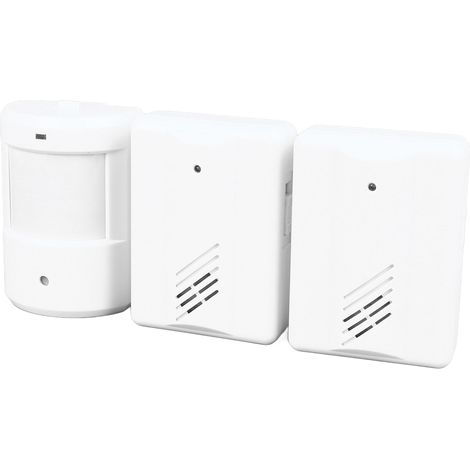 Sonnette de porte à détecteur infrarouge avec détection précise et alarme d'entrée de porte sans fil pour commerces et magasins. (1/5)