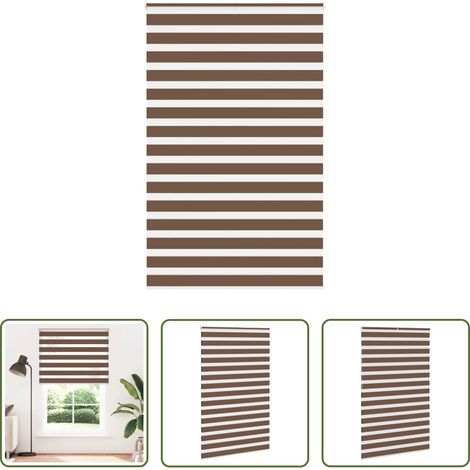 vidaXL Store solaire - Store zèbre marron 140x200cm largeur du tissu 135,9cm polyester (1/5)