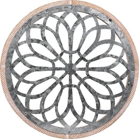 Décoration murale Mandala en métal (3 pièces) - Cadre en bois et suspension murale en fer Mandala C (1/5)