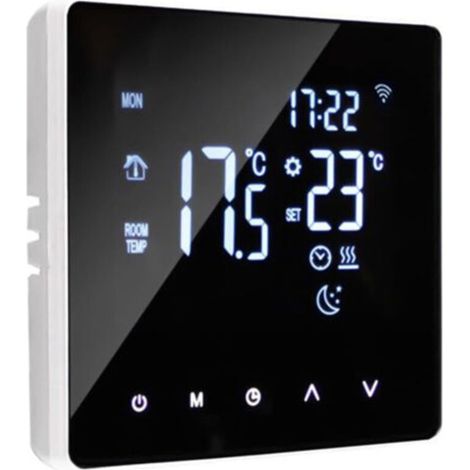 ALLIANDISThermostat numérique intelligent programmable pour chauffage au sol - Écran tactile LCD, WiFi, commande à distance via application, modes manuel et automatique. (1/4)