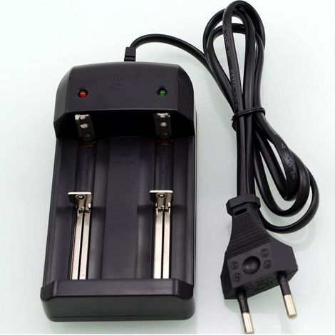 Chargeur de batterie au lithium-Double chargeur de batterie compatible avec 26650 22650 18650 18350 17500 16340 14500 10440 1001-0050 et AA/AAA Chargeur universel double fente pour NI-MH Batteries (1/5)
