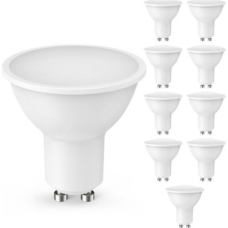 Bombilla LED GU10, 10 unidades, 5W, equivalente a lámpara halógena de 50W, luz blanca cálida 3000K, 450LM, protección ocular, brillante, no regulable, adecuada para lámparas de araña, bombillas de baj (1/5)
