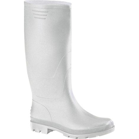 Stivali impermeabili alti altezza ginocchio in PVC Bianco, con suola antiscivolo -45