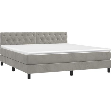 vidaXL Sommier à lattes de lit et matelas Gris clair 160x200cm Velours
