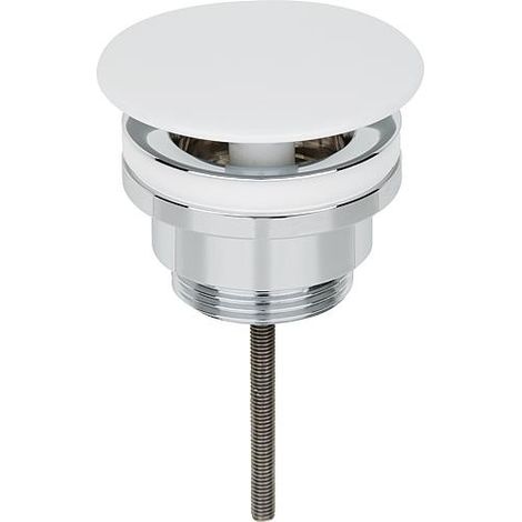 Vanne laiton chromé, L: 0-70 mm DN32 (1 1/4") avec trop-plein avec plaque fixe laquée blanche