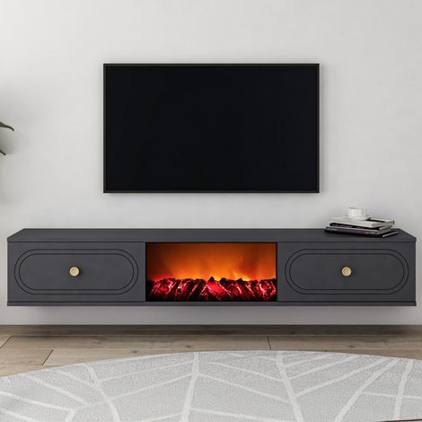 Mobile TV con camino LED 150 cm grigio antracite FYRI