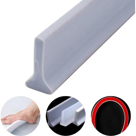 Barrière de douche grise, auto-adhésive et imperméable, pour séparer les zones humides et sèches dans la salle de bain ou la cuisine.-AquaForge (1/5)