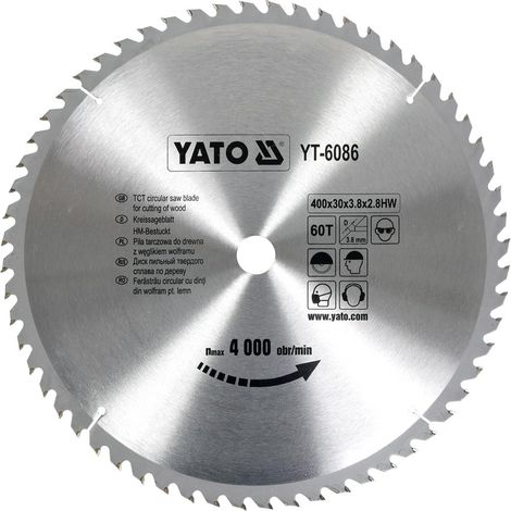 YATO YT-6086 TCT-LAME BOIS 400 X 60 X 30 MM