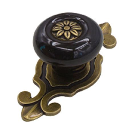 AIDUCHO 10 Tiradores de cerámica vintage para puertas, armarios y cajones, ideales para cocina, salón o dormitorio, con tornillos de 2,5 cm, color negro. (1/4)