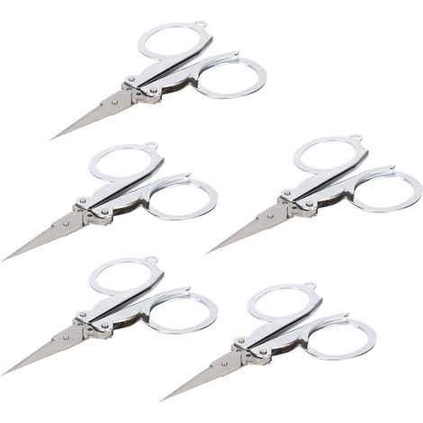 Ensemble de 5 mini ciseaux pliables pour découper le papier, idéal pour les étudiants et les accessoires de pêche portables. (1/5)