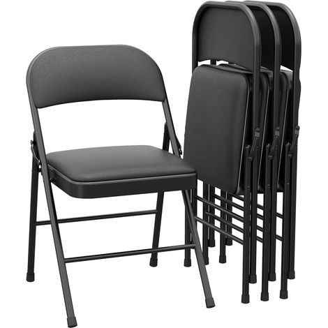 Lot de 4 chaises pliables noires rembourrées, charge 159 kg, usage intérieur et extérieur (1/5)