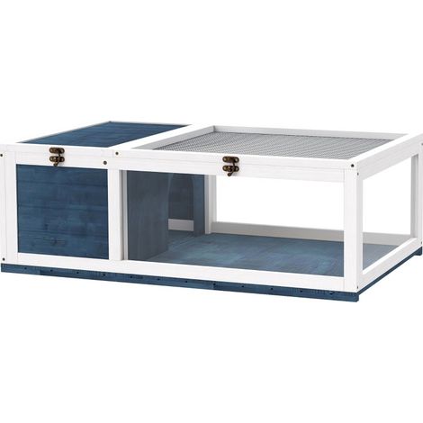 Enclos en bois pour tortues avec toit rabattable, 91 x 60,5 x 32 cm, bleu (1/5)