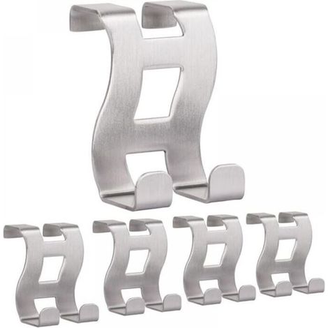 Set of 5 Stainless Steel Door Hooks, Silver, 5 x 6 x 4.5 cm, Model MH001-5, No Drilling Door Hooks, Ideal for Bedrooms, Bathrooms and Kitchens (1/5)