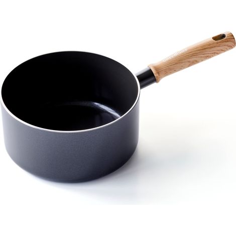 Casserole en Céramique Antiadhésive de 20 cm/3,1 L, Poignée à Apparence en Bois, Sans PFAS, Compatibles avec l'Induction, Va au Four, Va au Lave-Vaisselle, Gris (1/5)