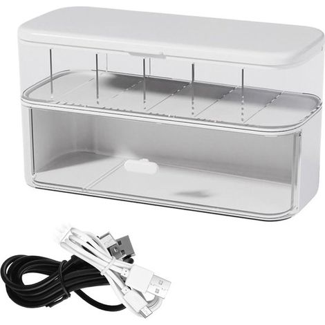 Organizador de cables de escritorio con separadores, bandeja para la gestión de cables de cargadores y suministros electrónicos. (1/4)