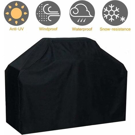 Durable barbecue cover made of waterproof and windproof Oxford fabric, fade-resistant, for Weber, Brinkmann, and most barbecue racks. 145 x 61 x 11 (1/5)