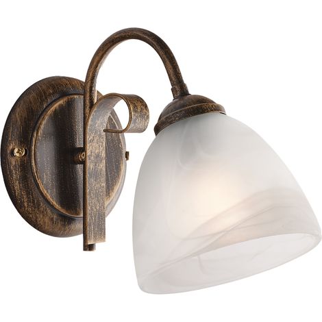 Applique Forgiato 1 Luce Ferro Marrone E Oro Vetro Bianco (1/2)