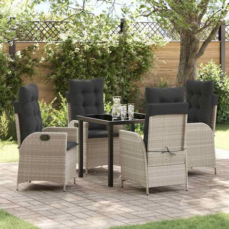 Ensemble de salle à manger pour jardin 5 pcs-Salon de jardin Gris clair 156162 (1/5)