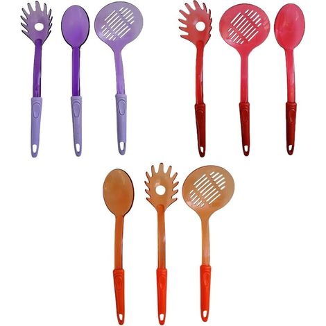 Mestolo per pasta posate forchetta cucchiaio schiumarola set da 3 viola arancione rosso - colorigenerali: ROSSO (1/4)