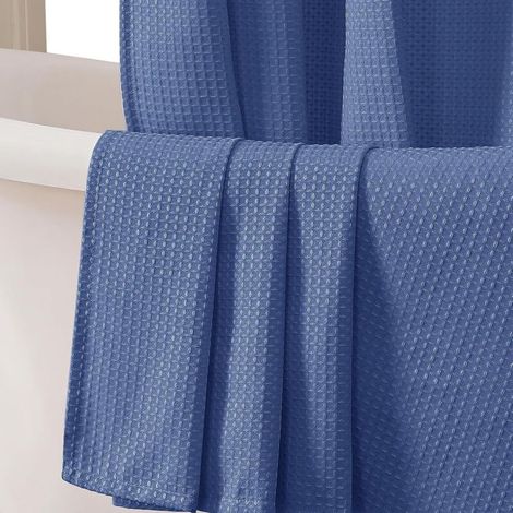 Rideau Douche Gaufre Imperméable 180x200cm 12 Crochets Plastique Lavable pour Salle de Bain (1/5)
