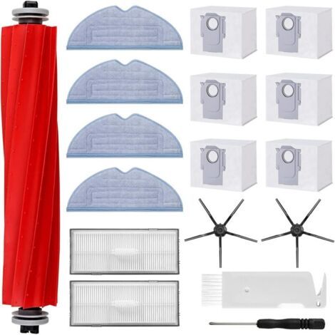 Kit Pièces d'rechange Compatible pour Roborock S7 S7 Plus S7 MaxV S7 MavV Ultra Aspirateur-6 Sacs à Poussière, 1 Brosse à Rouleaux Principale, 2 Brosses Latérales, 2 Filtres, 4 Chiffons de Serpillère