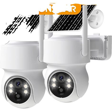 Cámara IP solar inalámbrica, visión nocturna inteligente, audio bidireccional, paquete de 2 cámaras (1/5)