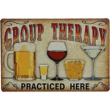 Plaque murale vintage en métal pour café, bar, pub. Thérapie de groupe pratiquée ici Superma (1/5)