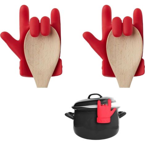 JSSEVN-Lot de 2 Lève-Couvercle Casserole en Silicone Anti-DéVersement, Porte-Cuillère Cuisine, Contre Les éclaboussures Support Couvercle (1/5)