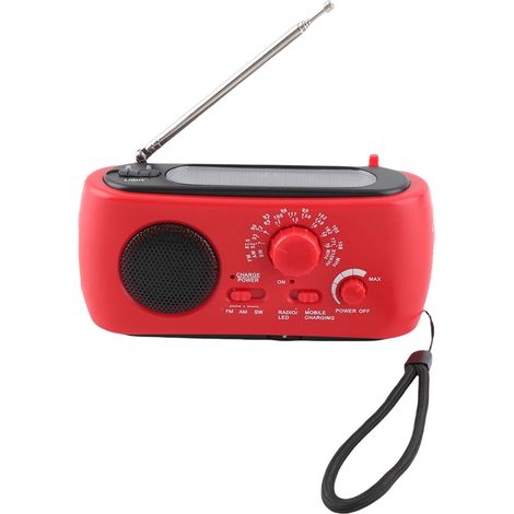 Ortviai Radio d'urgence manivelle solaire AM/FM/SW avec lampe LED x3, banque d'énergie et alarme SOS pour camping (1/5)