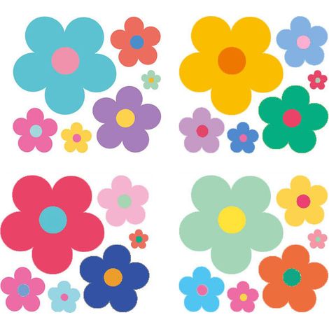 BEBUSINGOTO Un lot de Stickers muraux fleurs colorées,autocollant sticker mural pour salon chambre cuisine salle de bains (1/5)