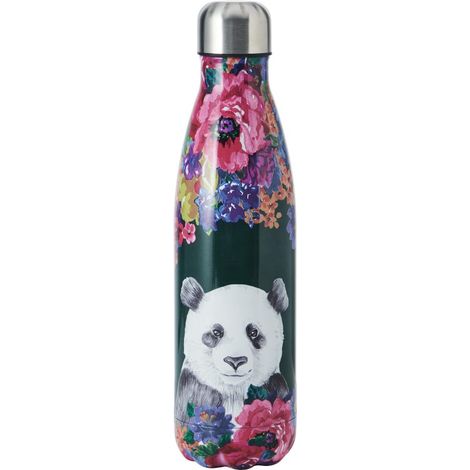 Mikasa Wild at Heart, borraccia da 500 ml, bottiglia con isolamento sottovuoto riutilizzabile in acciaio inox con coperchio a vite per il pendolarismo, la scuola o la palestra, stampa panda (1/5)