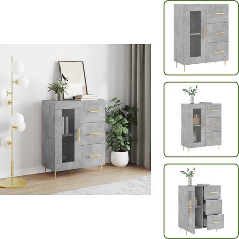 Buffet gris béton 69,5x34x90 cm bois d'ingénierie - Buffet - Meuble De Rangement - Commode - Mobilier - Décoration Intérieure (1/5)
