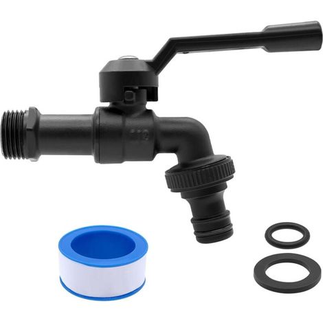 Robinet de jardin en laiton 1/2", résistant au gel et à la chaleur, avec raccord de tuyau, noir (1/4)