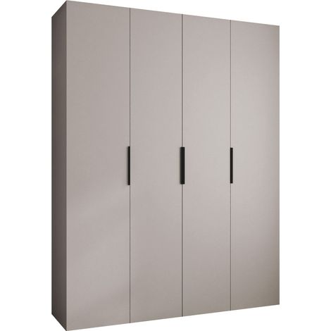 Armario Hartford 574, Negro, 246x190x52cm, Puertas de armario: Con bisagras, Número de estantes: 12 (1/5)