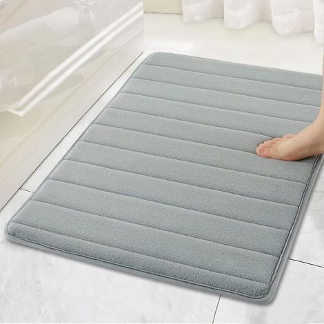 Tapis de bain en mousse à mémoire de forme souple, lavable et antidérapant, gris, 50 x 80 cm, pour un confort optimal (1/5)
