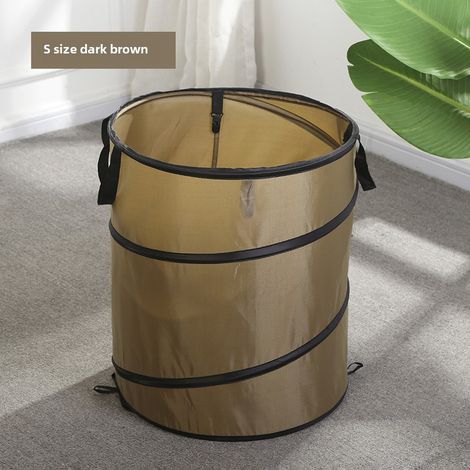 Cubo de basura plegable portátil para camping, bolsa para residuos de jardinería, cubo para desechos de jardín (verde oscuro, tamaño mini D25, asa única sin clip) (1/5)