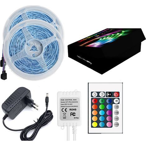 Bande LED 5M avec télécommande - Blanche, 12V, 5050 (1/5)