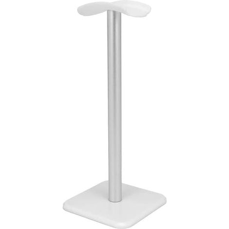 Support pour casque audio, coins arrondis, base antidérapante, plateau en TPU, tige métallique robuste, blanc. Idéal pour la maison, les jeux ou le bureau. (1/5)