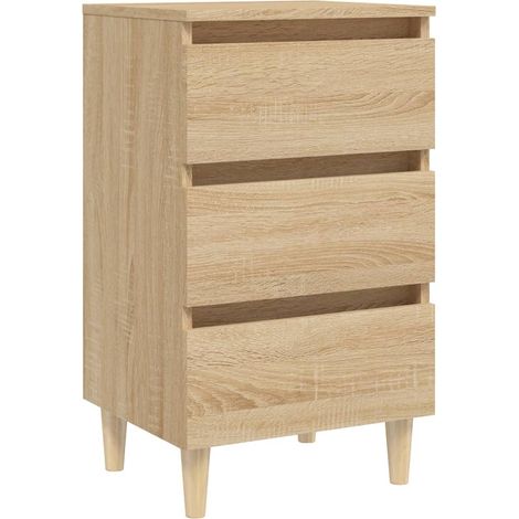Mesita de noche patas madera maciza roble Sonoma 40x35x69 cm vidaXL