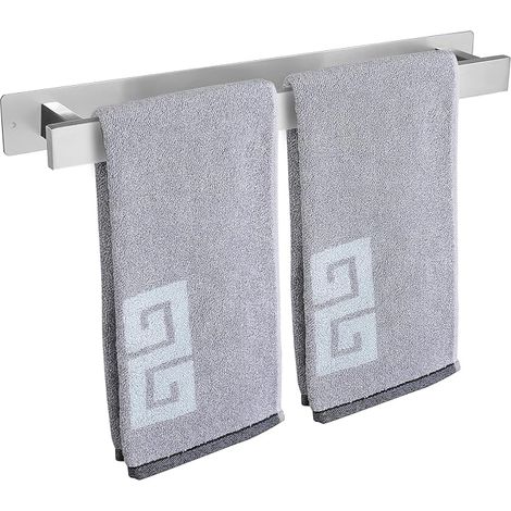 Porte-Serviettes de Salle de Bain - Auto-adhésif ou à vis - Support Mural en Acier Inoxydable - Imperméable et antirouille - Convient pour Salle de Bain, Camping-Car, Cuisine (40 cm, Nickel brossé) (1/5)