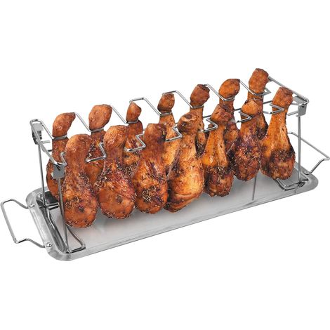 GrillX Support pour ailes de poulet - Support pour poulet pour barbecue et four - Acier inoxydable - Accessoires pour barbecue Kamado (1/3)