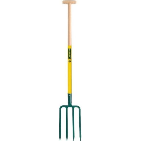 Fourche à bêcher douille 4 dents - 30 cm manche béquille en bois certifié PEFC 100% - Leborgne