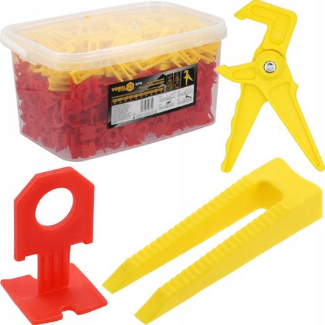 Fliesen Nivelliersystem 3 mm Set mit 700 Clips, 200 Keilen und Zange