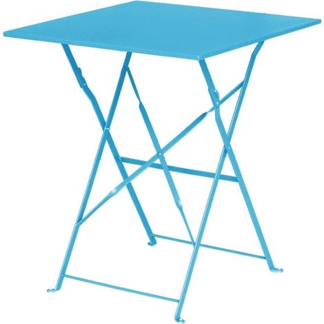 Table de Terrasse Bleu Turquoise en Acier Carrée 600 mm - Bolero (1/4)