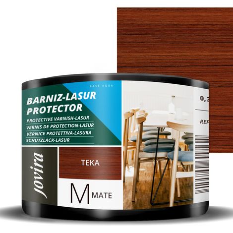JOVIRA PINTURAS Vernice - Lasur protettiva opaca a base d'acqua. Protegge, decora e impreziosisce tutti i tipi di legno. (375 Millilitri, Teak) (1/4)