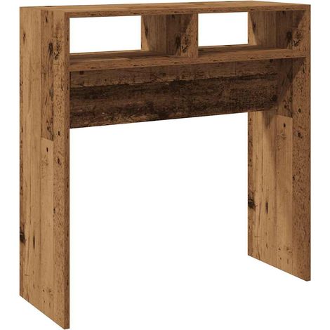 Table console，Table d'appoint，Bout de canapé，Meuble d'entrée vieux bois 78x30x80 cm bois d'ingénierie