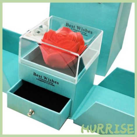 Garosa Boîte à bijoux de fleur de rose Boîte à bijoux en forme de Rose, coffret cadeau exquis pour bague et lunettes parure Vert (1/5)
