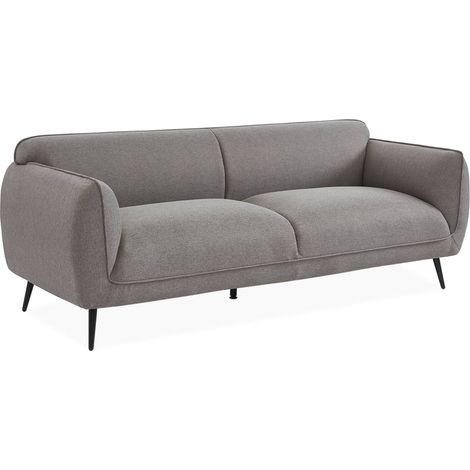 3-seater sofa with metal legs, Soft, Light Grey, 205x82.3x76.3 cm (1/5)
